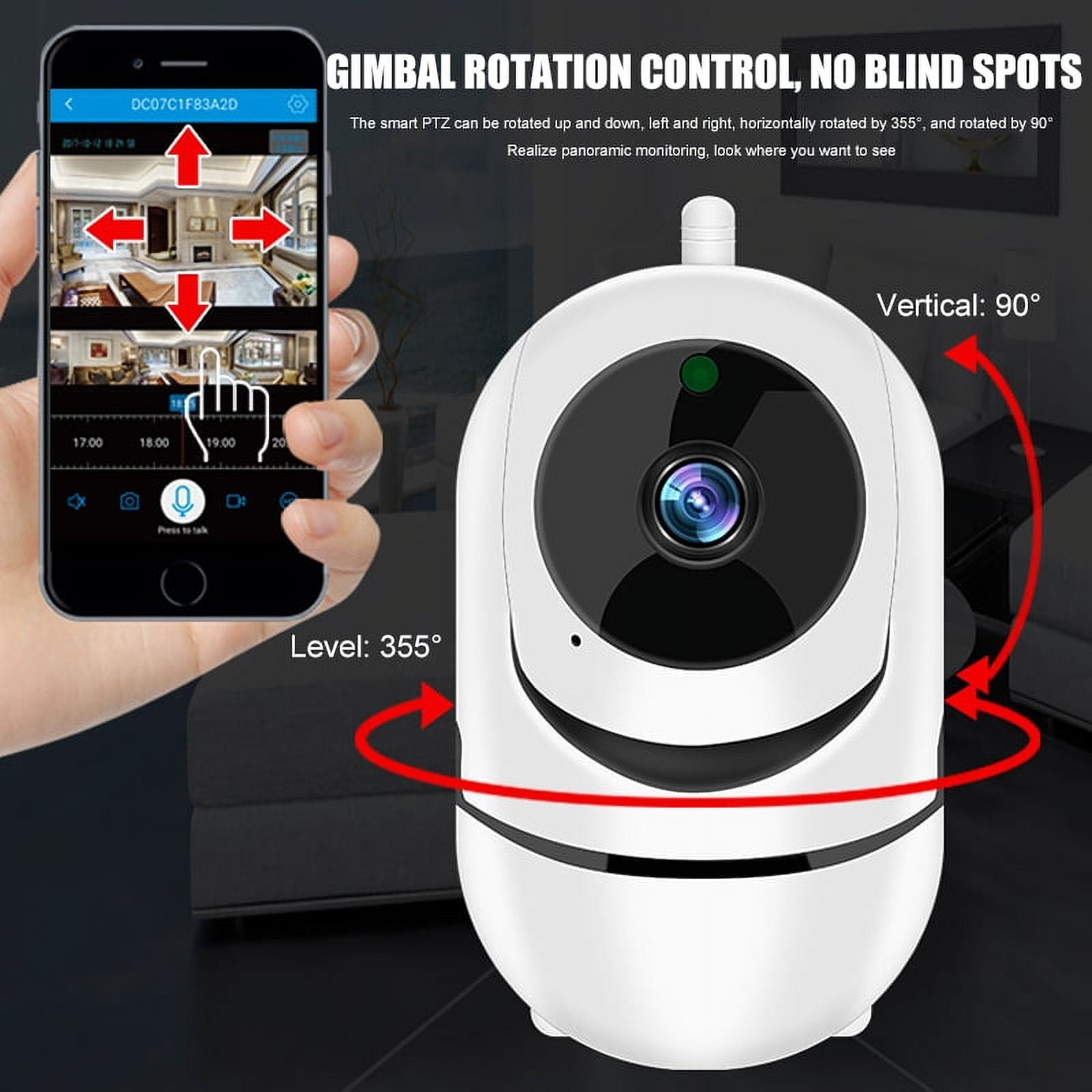 EIMELI Wireless Camera, 1080P HD WiFi Pet Camera Baby Monitor, Pan/Tilt/Zoom IP Camera for Elder/Nanny Security Cam Night Vision Motion Detection 2-Way Audio Cloud Service Available Webcam White
