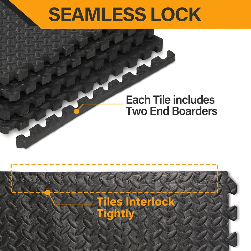 SONGMY 24-Piece Puzzle Exercise Mat, EVA Foam Interlocking Tiles 96 SQ. FT Coverage, Gym Floor Mats for Exercise