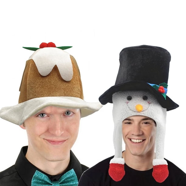 2024 Gorro de pudín navideño de Papá Noel unisex para hombre, gorro de Papá Noel, gorro de muñeco de nieve para mujer, gorro navideño
