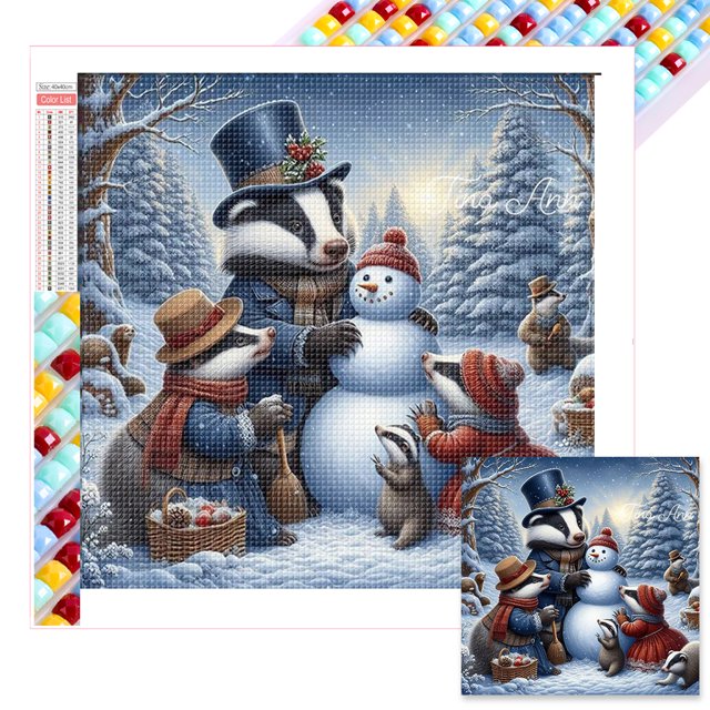 5D DIY Taladro Cuadrado Navidad Muñeco Nieve Arte 45x45cm