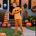 thumbnail image 2 of Halloween Family Pajamas Matching Set - 2 piece Pumpkin Face Print Long Sleeve Top & Pants Outfit,Casual Matching Family Halloween Pajamas for Xmas Celebration & Photos for 9 Years Pjs, 2 of 7