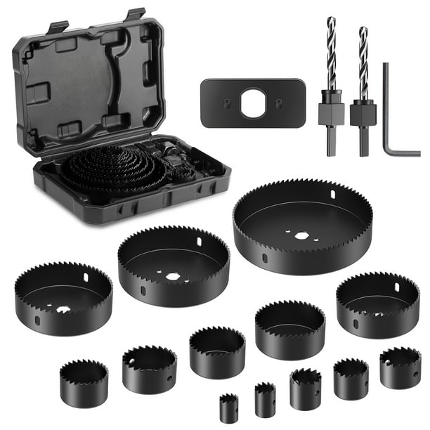 HYCHIKA 19Piece Hole Saw Kit, Carbon Steel Hole Saw Set with 3/4inch