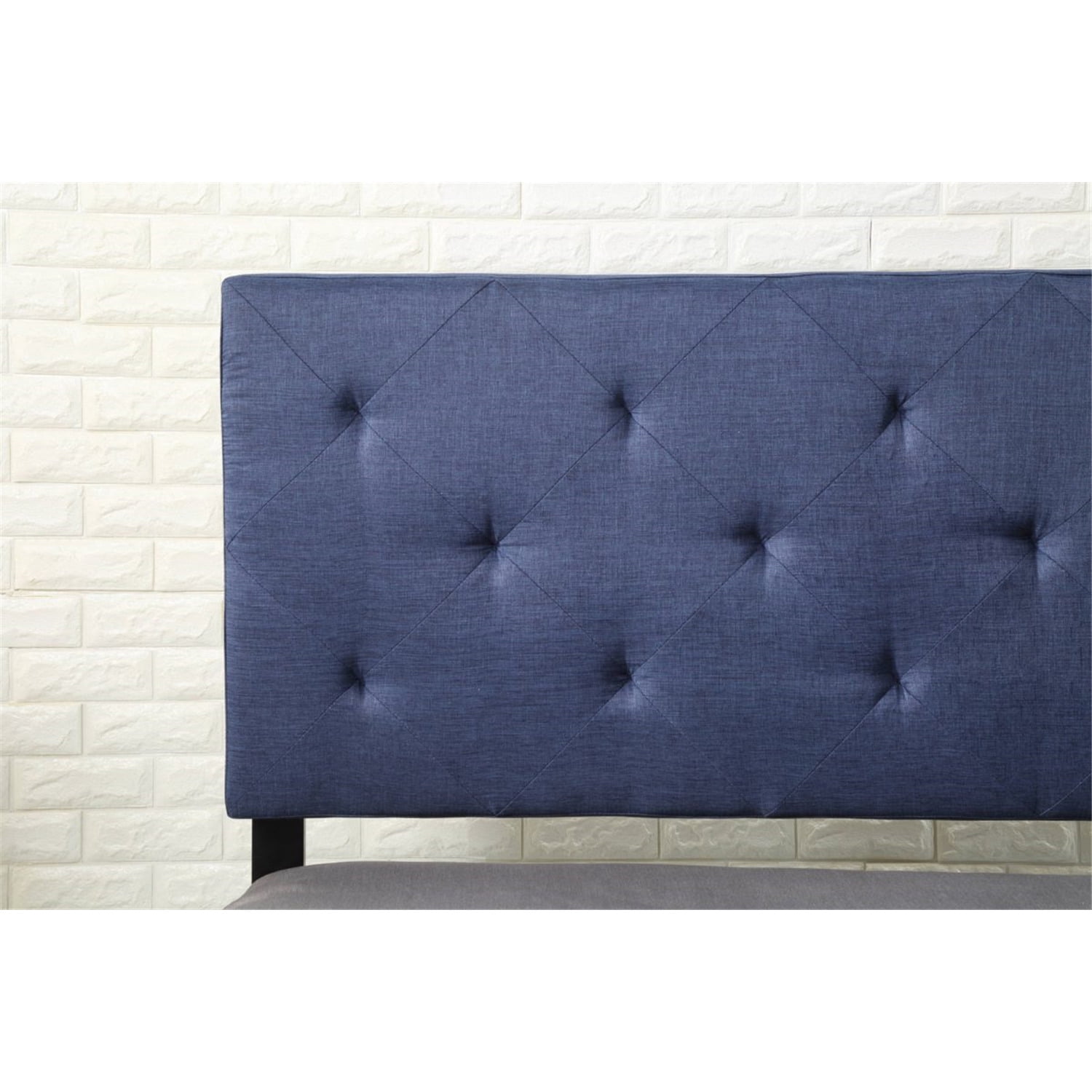 Hodedah HIHB13 F BLUE Full-Size Upholstered Tufted Rectangular Headboard - Blue
