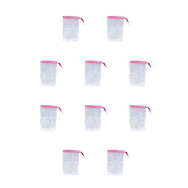 Inteprter Bolsas de jabón de ducha Limpiador facial Cuerpo Nylon Cara Red de burbujas Espuma hecha a mano Delicado para suministros de baño Rojo 10Conjunto