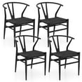 thumbnail image 1 of Costway Modern Dining Chair Set of 4 Weave Kitchen Armchairs with Y-Shaped Curved Backrest, 1 of 9