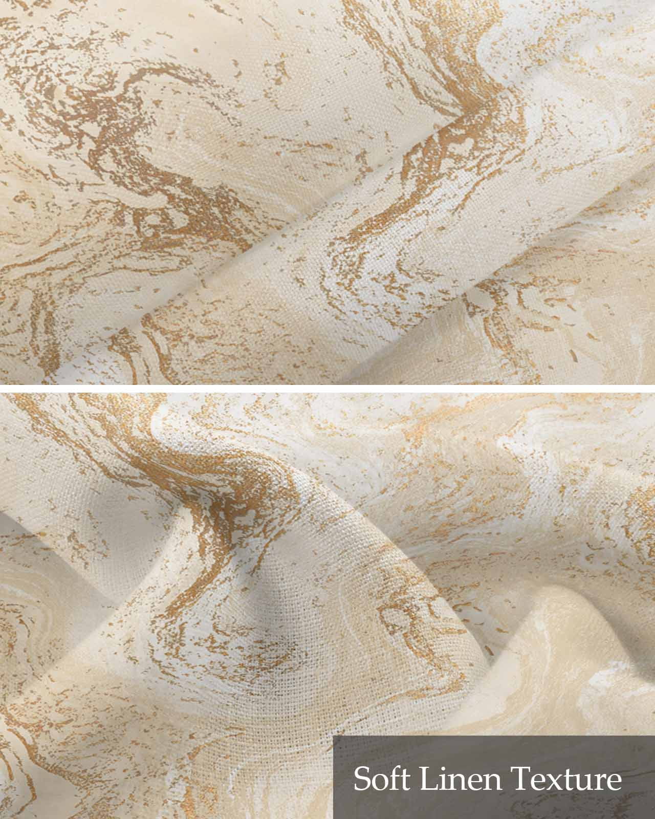 Beige Marble Kitchen Valances for Windows Farmhouse Linen Window Valance Curtain for Living Room Window Treatment Chic Neutral Minimalist Fluid Aesthetic Valance Rod Pocket Topper Drape, 60 x 18 Inch
