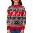 thumbnail image 3 of Fdqin Boys Christmas Sweaters Girls Unisex Reindeer Snowflakes Crewneck Sweatshirt Knit Fall Winter Ugly Christmas Pullover Red Green 9-10 Years, 3 of 8