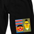 thumbnail image 2 of Sesame Street Ernie & Bert Striped Backgrounds Men's Black Sleep Pajama Shorts-XS, 2 of 4