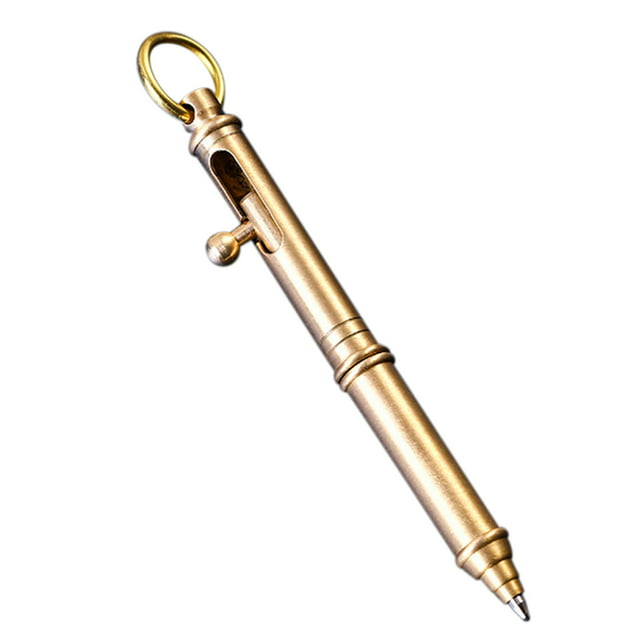 Machine Gun-shaped Brass Pen Gun Bolt Style with Hanging Ring Creative Retro Brass Pen Office Stationery Gift Pen