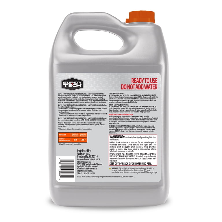 Super Tech Dex-Cool™ Prediluted 50/50 Antifreeze/Coolant - Walmart.com
