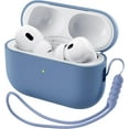 thumbnail image 1 of Yanonmyfd Funda Silicona para AirPods Pro 2 (2022/2023), Estuche de Silicona Líquida para AirPods Pro 2.ª con Cordón, LED Frontal Visible y Compatible con USB-L/USB-C - Negro,Azul Denim, 1 of 27