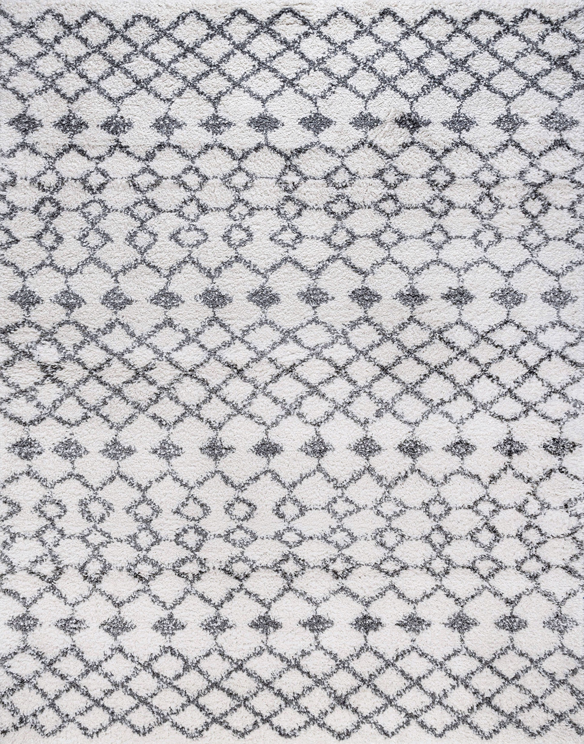 Bliss Rugs Transitional Geometric 5'3'' x 7'3'' White and Gray Polypropylene Indoor Area Rug, 5'3'' x 7'3''