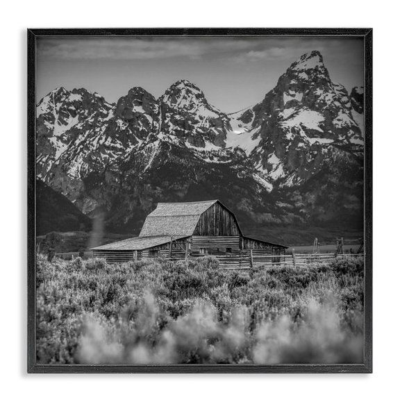 Stupell Industries Rustic Lodge Farm Barn Mountain Landscape Rural Countryside Photography Black Framed Giclee Art, 12 x 12, by Daniel Sproul