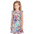 thumbnail image 1 of Fotbe Colorful Watercolor Dots Vestido de Dormir para Niñas de 3 a 10 Años, Mangas Cortas, Estilo Princesa, Pijama Camisón con Mangas Voladas-Medium, 1 of 6