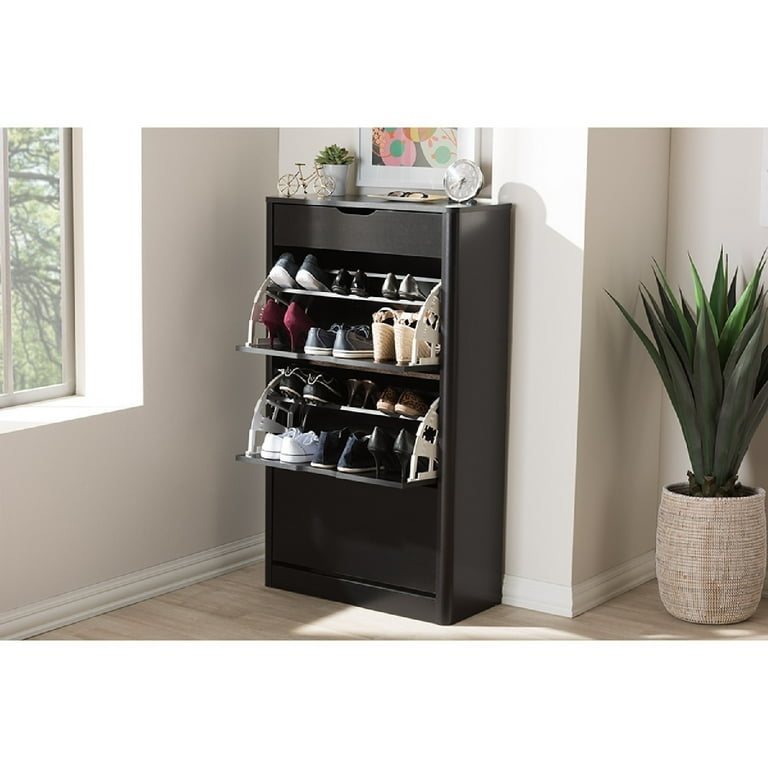Baxton Studio Cayla Modern and Contemporary Black Wood Shoe Cabinet Baxton Studio Cayla Modern and Contemporary Black Wood Shoe Cabinet
