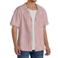 thumbnail image 2 of Yiaed Pink Stripes Print Mens Casual Wrinkle Free Shirts Short Sleeve Button Down Summer Stretch Dress Shirt-Medium, 2 of 5