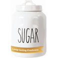 thumbnail image 1 of czcpp-Ceramic Sugar Jar, Modern Rae Dunn Farmhouse Design with "SUGAR" Wording, Kitchen Decor and Organization, Airtight Food Storage Container for Sugar Storage, 9.5" H x 3.94" D, White, 1 of 4