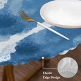 thumbnail image 4 of Blue Coastal Beach Table Cloth, Round Fitted Tablecloths with Elastic Edge, Modern Oil Painting Nautical Wipeable Waterproof Table Cover for Kitchen Wedding 45-54 Inches, 4 of 4