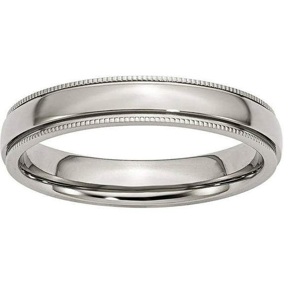 Stainless Steel Grooved and Beaded 4mm Polished Band