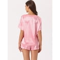 thumbnail image 3 of DARING DIVA Women's Satin Pajama Pullover T-shirt with Shorts Lounge Sets M Pink, 3 of 6