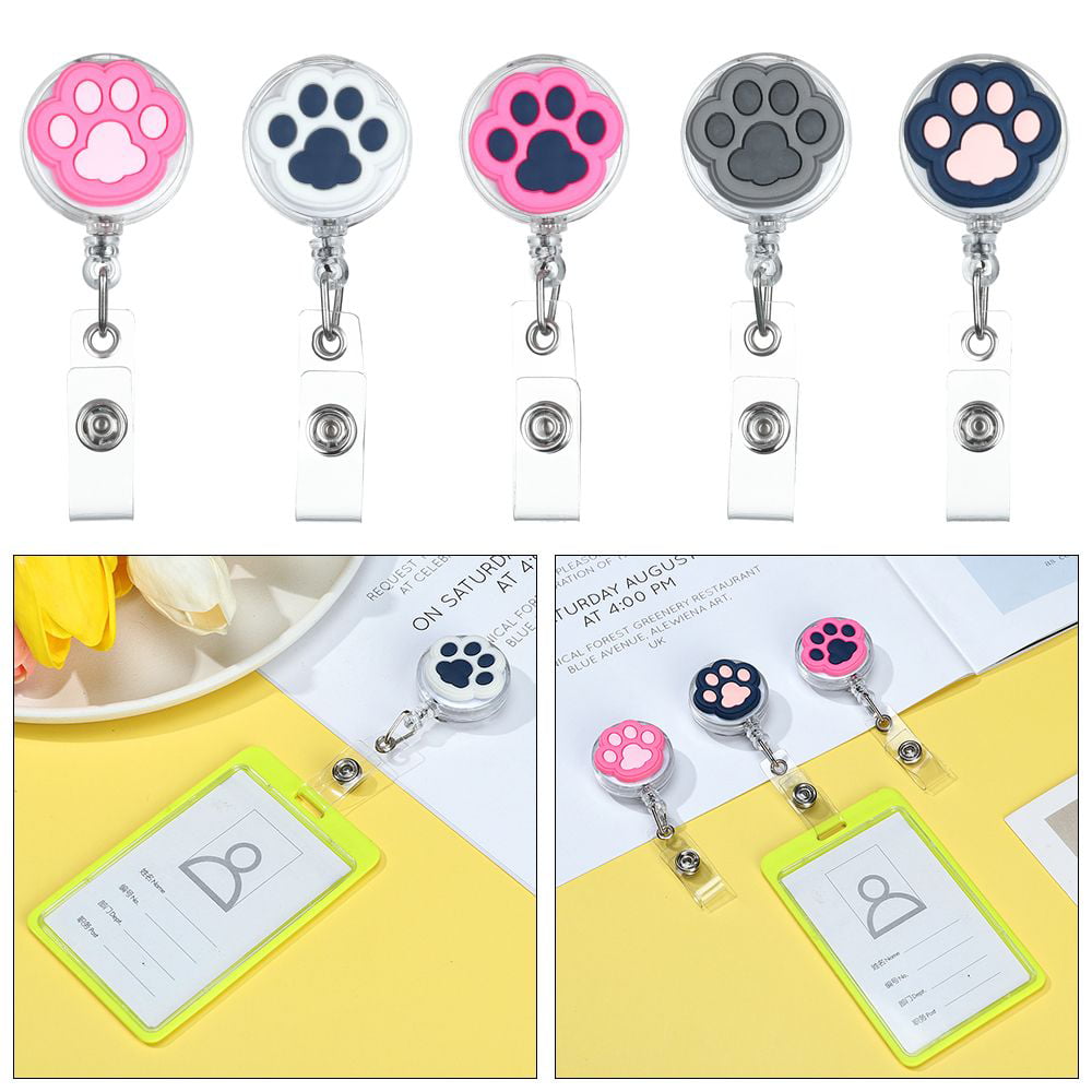 New Students ID Card Holder Cartoon Retractable Cat Paw Badge Holder PVC 8  