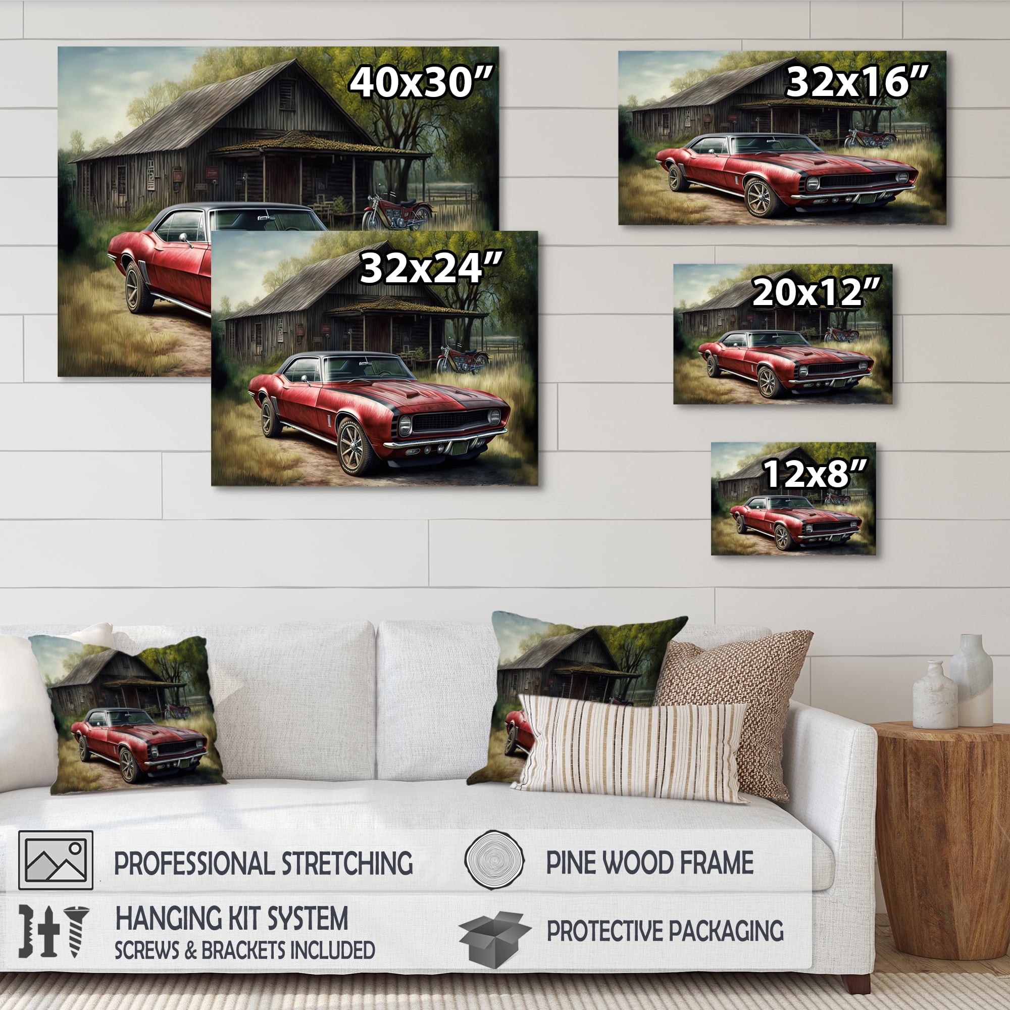 Designart Camero In Barn IV Canvas Wall Art