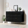 thumbnail image 2 of GlasFlength Buffet Cabinet with Storage, Multi-Purpose Storage Cabinet with 6 Drawers, Sideboard In Living Room, Entrance, Hallway Buffet Cabinet, 110*35*76 Inches,Black, 2 of 5