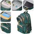 thumbnail image 4 of Teal Gold Marble Backpack for School,Cute School Bag,Schoolbag with Adjustable Shoulder Straps & Padded Back,16.9 Inch, 4 of 5