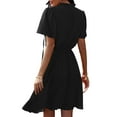 thumbnail image 5 of Liacowi Women Summer Mini Dresses V Neck Short Sleeve Frilly Flounce Slim Waist Ruffled A Line Swing Party Dress, 5 of 6