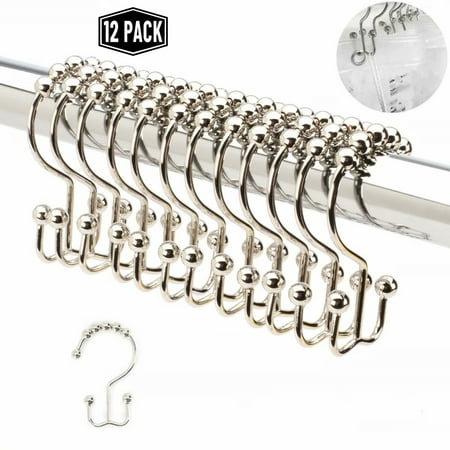 Shower Curtain Hooks Rustproof Stainless Steel Shower Rings Double Glide Roller with Smooth Roller Balls for Bathroom Shower Rods Curtains,Brushed Nickel Set of (Best Double Hung Windows)