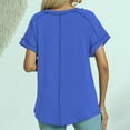 thumbnail image 4 of Weikingp Women's Short Sleeve Shirts，Basic T Shirts for Women Womens Going Out Tops Womens Summer Tops Womens Oversized Tee Shirts Cute Graphic Tees T Shirts for Women Blue L, 4 of 8