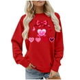 thumbnail image 1 of TaTaai Women's Bow Print Round-neck Long-sleeved Sweatshirt, Valentine's Day Gift, Casual Sporty Top, Fall Winter Wear Gift, 1 of 5