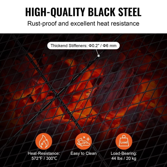 Dranite Portable Campfire Cooking Grate, X-Marks Round Steel Grid with Support Handle
