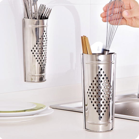 ETEREAUTY Metal Cutlery Organizer for Kitchen Countertop with Hanging Chopstick Holder, Spoon Storage and Draining Rack