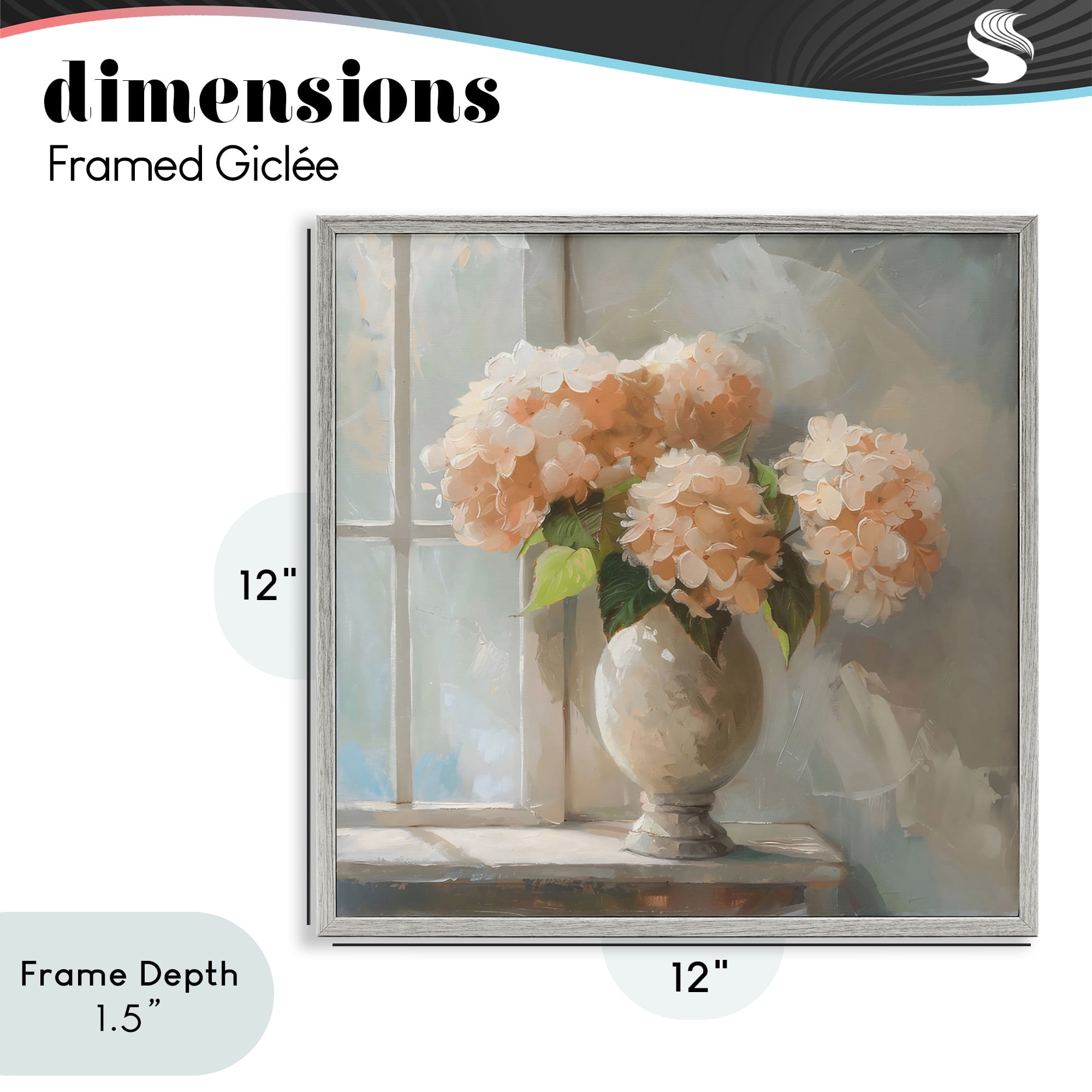 Stupell Industries Pink Hydrangea in Sunlit Vase Gray Framed Giclee Art, design by Creative Studio