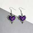 thumbnail image 2 of Gothic Thorn Heart Earrings,Punk Style Red Purple Black Crystal Earrings Vintage Heart Cross Earring Y2k Aesthetic Hip Hop Earring Victoria Vampire Halloween Jewelry Costume, 2 of 4