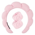 thumbnail image 4 of Conjunto combinado de banda para el cabello con banda para la muñeca lavable de vellón coral y banda para el cabello con giro tipo spa, accesorios para el cabello, 4 of 4