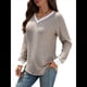 thumbnail image 3 of Camisas de Larga con Cuello en V y Bloques de Color para Mujer: Suéteres Túnica Ligeros Informales de Otoño, Conjuntos de Moda. Caqui S, 3 of 10