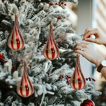 Christmas Tree Ornaments, 4-Pack Electroplated Waterdrop Ball Pendants, Shiny Red Decorations for Xmas Tree Wreath Garland(Red)