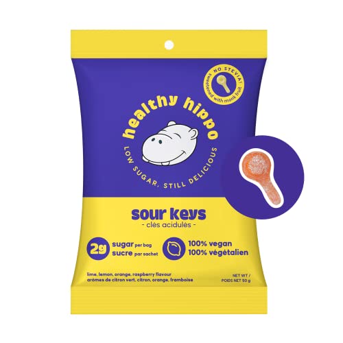 Healthy Hippo Low Sugar Sour Keys Pack of 6 Plant Based Gummy Candy