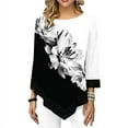 thumbnail image 3 of Moda Mujer Blusa estampada floral Tallas grandes 3/4 Mangas Irregular Dobladillo O Cuello Prima CACAGOO Top de manga tres cuartos para mujer, 3 of 7