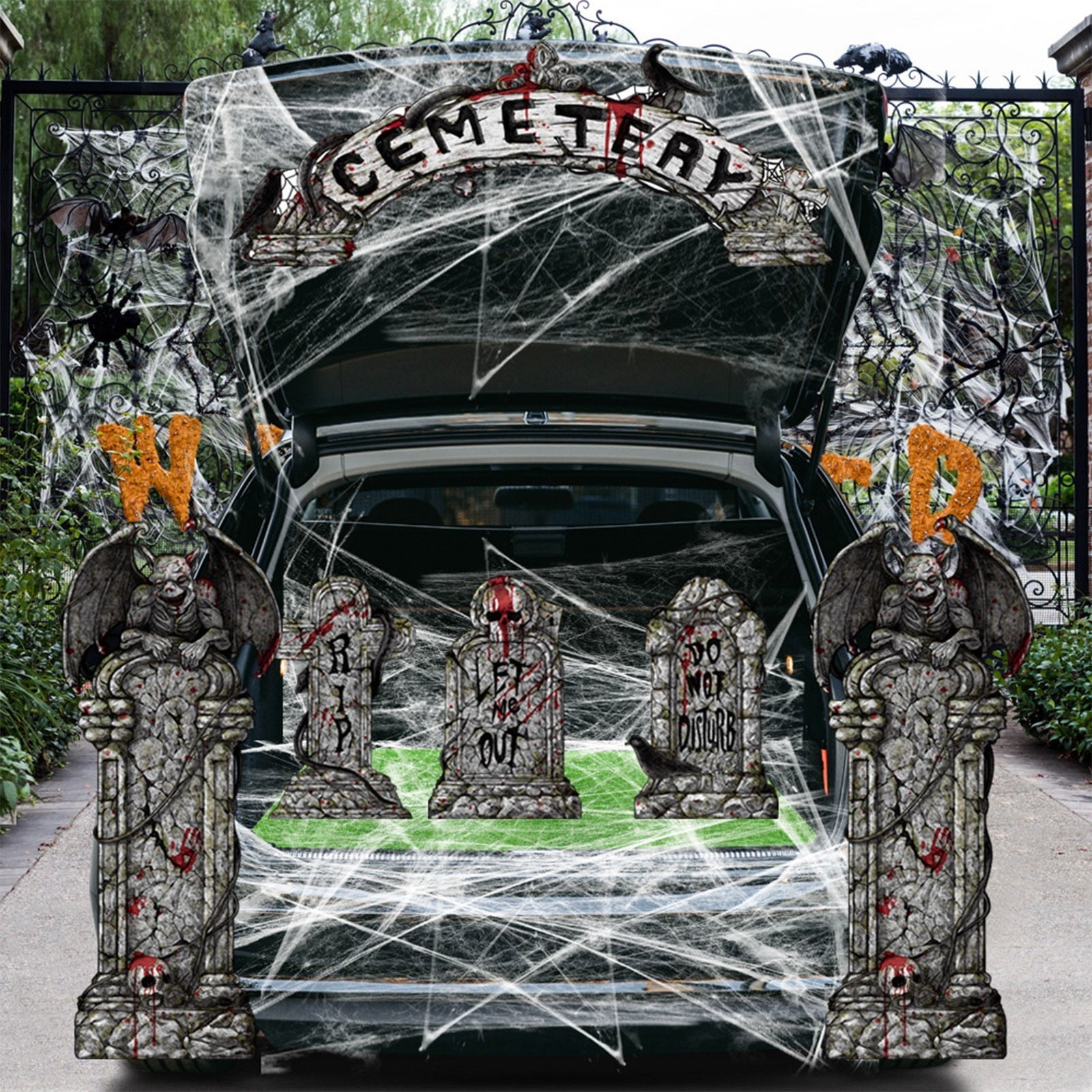 Decamil Autocollants Fenêtre Halloween - Citrouille, Chauve-souris, Fantôme - Stickers Anti-Collision Vitre Et Porte, Noir, Réutilisables