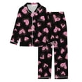 thumbnail image 2 of Hpapadks Pajama Sets for Women Valentine's Day Full Hearts Printed Loose Fit Long Sleeve Button Down Shirt Pant Set Women Pjs Black L, 2 of 5