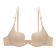 thumbnail image 1 of CHUANK Front Closure Push Up Bra Criss-Cross Back Thick Padded Add 2 Cup Plunge Seamless Racerback Underwire Bras Purple 75B, 1 of 2