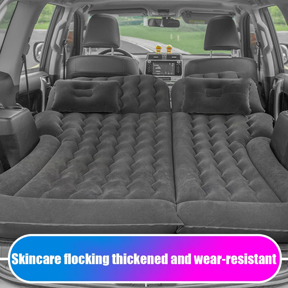 Byseng SUV Air Mattress, Inflatable Car Sleeping Bed for SUV Back Seat, Foldable PVC Flocking Soft Camping Bed 69" - Black