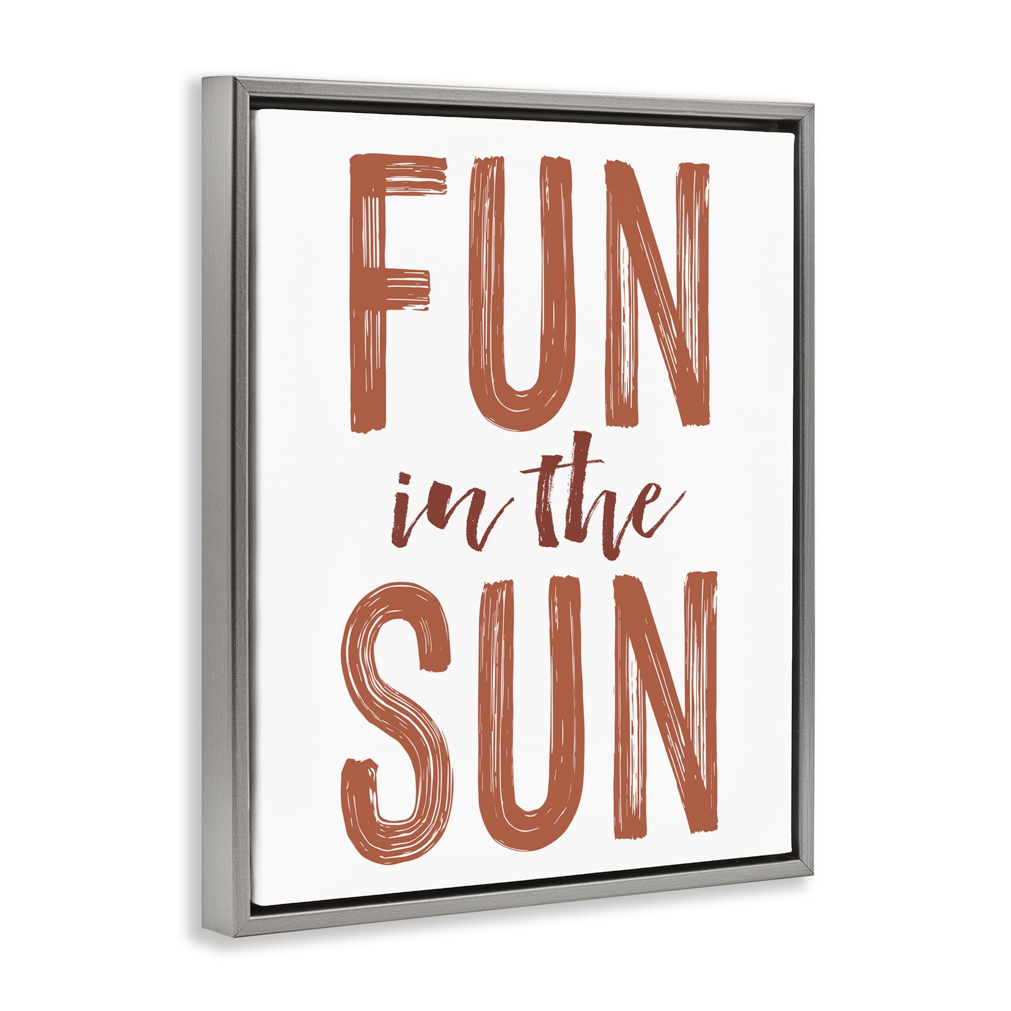 Summer Sentiment Fun In Sun Gray Framed Floater Canvas Wall Art, design by Lettered and Lined