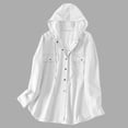thumbnail image 6 of hoksml Women's Denim Shacket with Hood, Long Sleeve Button Down Oversized Top, Relaxed Fit Utility Jacket with Pockets for Daily Casual Outfit, 6 of 7