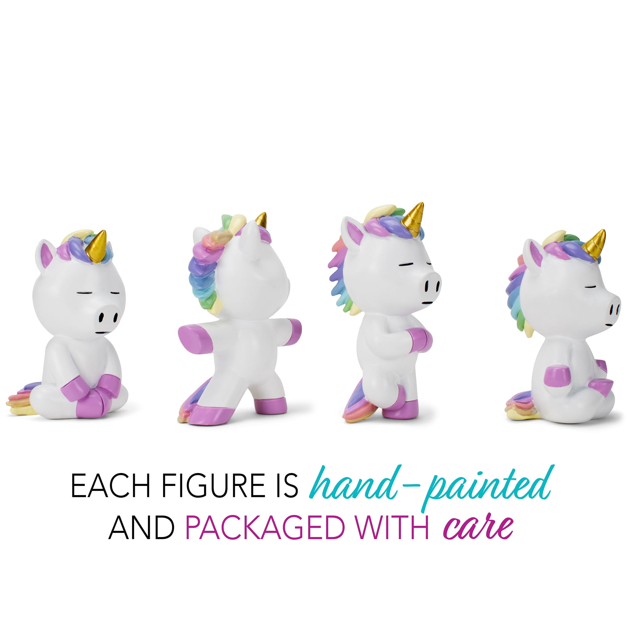 Class Collections White Yoga Unicorn 4 inch Resin Stone Collectible Figurines Set of 4
