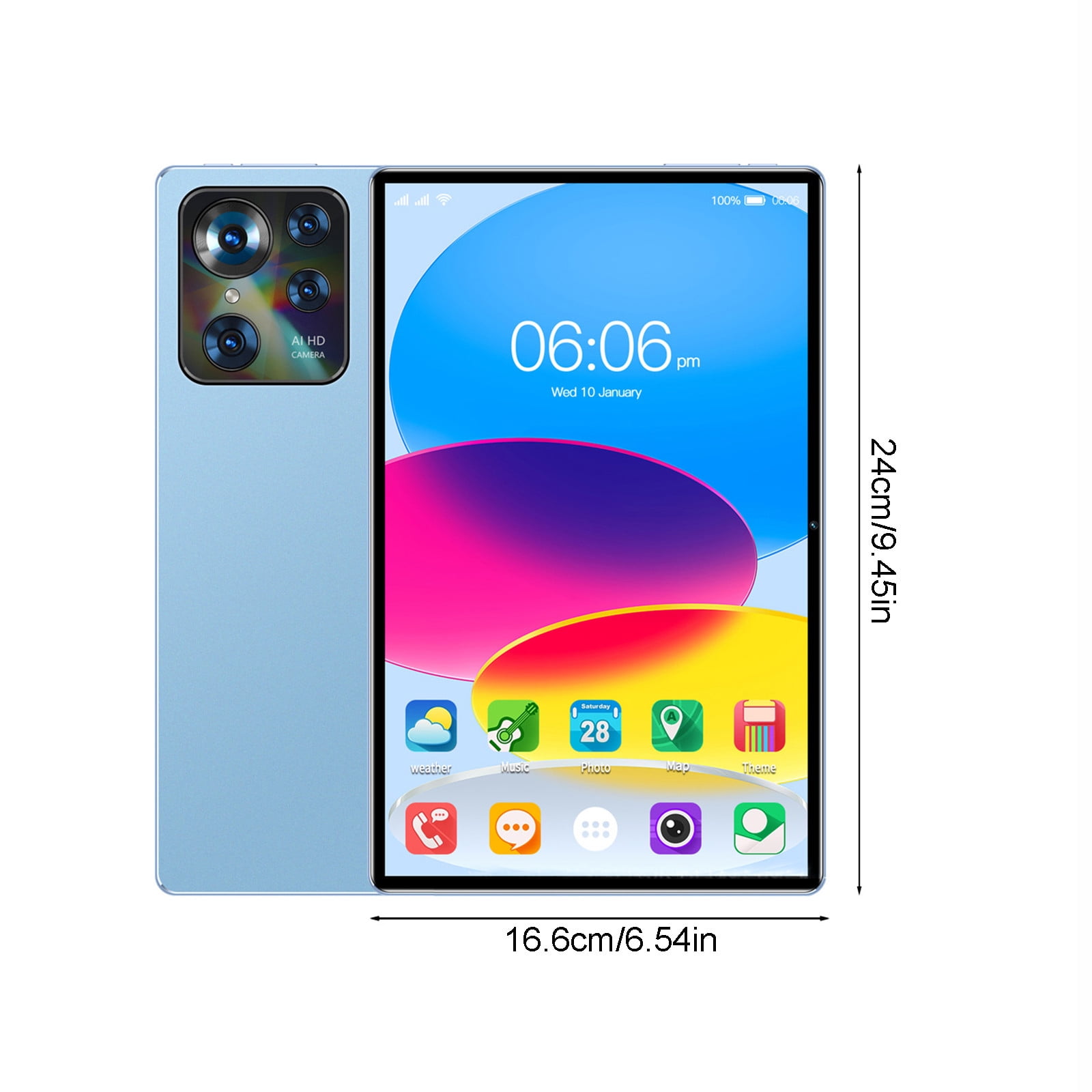 5G Android Tablet, 10.1-inch Android Tablet HD Display, 10.1 "Ultras-Thin Tablet with Face Recognitions, Plug-In Card Support Phone Communication for Learning Game Video Office