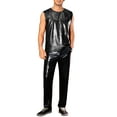 thumbnail image 2 of INSPIRE CHIC Metallic Vest for Men's Disco Shiny Sleeveless Crocodile Pattern Tank Top 2XL Black, 2 of 4